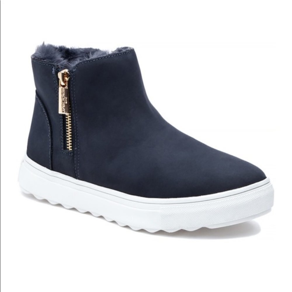 J/Slides Poppy Navy Nubuck Booties